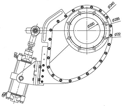 schwenkschieber KU STD DN 200 Skizze